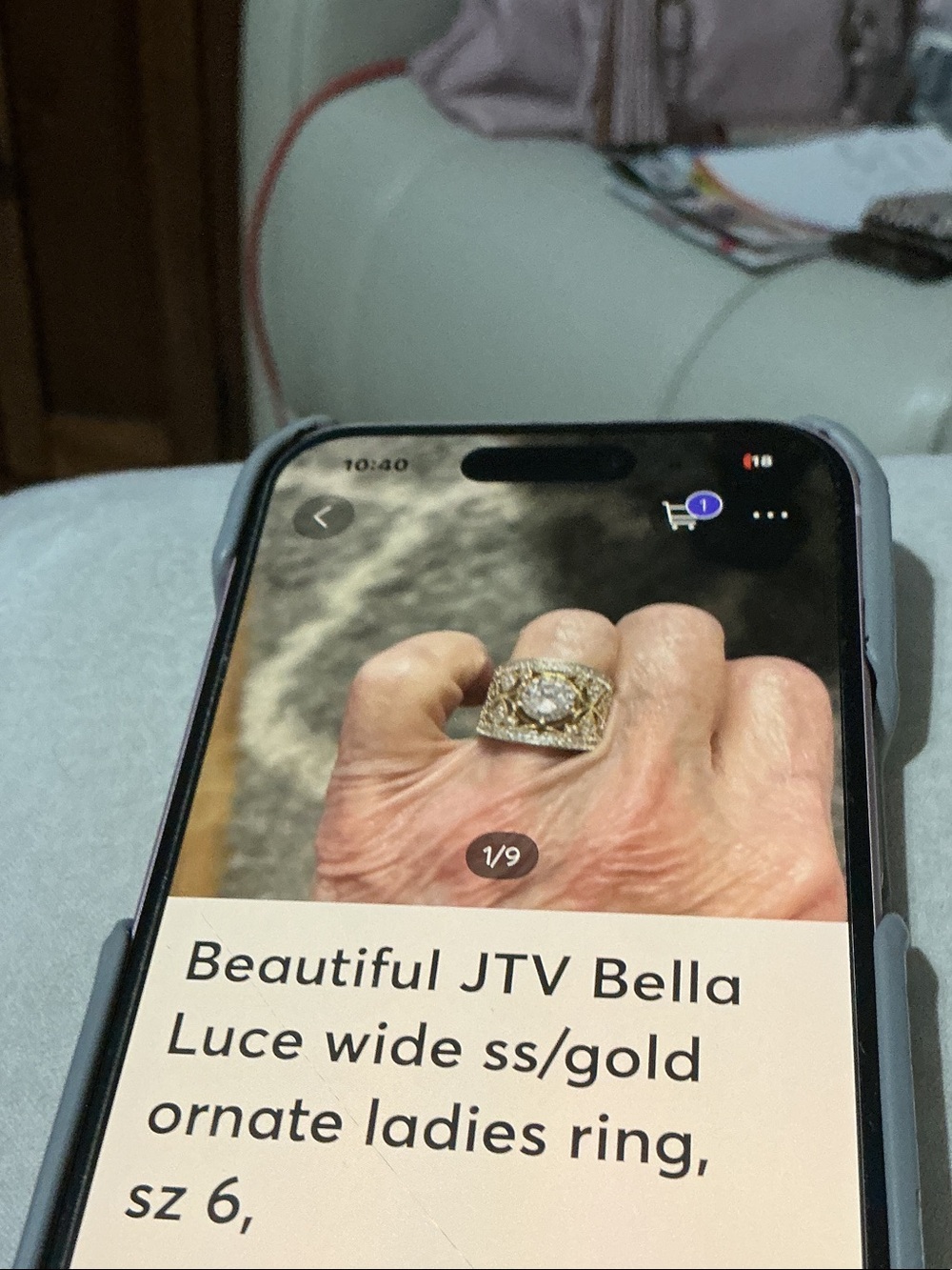 JTV Bella Luce Gold and Silver Two-Tone Ornate Ladies Ring